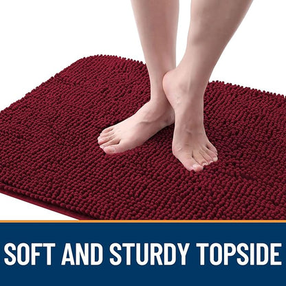 OLANLY Dog Door Mat for Muddy Paws 40x32, Absorbs Moisture and Dirt, Absorbent Non-Slip Washable Doormat, Quick Dry Chenille Mud Mat for Dogs, Entry Indoor Entryway Carpet for Inside Floor, Burgundy