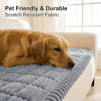 Smiry Couch Cover for Dogs Washable, Non Slip Fuzzy Pet Couch Covers for 3 Cushion Sofa Pet Friendly, Thick Soft Sofa Slipcovers Cushion Protector (Grey, 27.6" x 70.9")