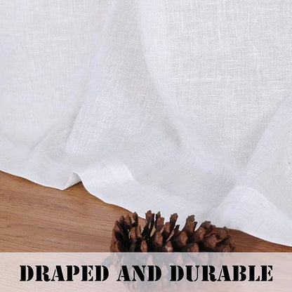 H.VERSAILTEX Living Room Linen Curtains Home Decorative Grommet Curtains Privacy Added Energy Saving Light Filtering Window Treatments Draperies for Bedroom, Bright White, 2 Panels, 52 x 72 - Inch