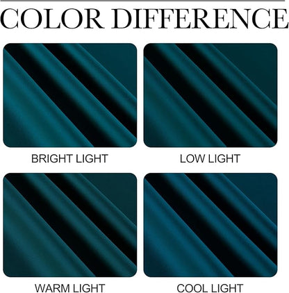 NICETOWN Teal Blackout Cafe Faux Silk Curtains for Small Windows, 42" Wide by 84" Long, 2 Panels, Grommet Thermal Insulated Blackout Satin Drapes for Bedroom