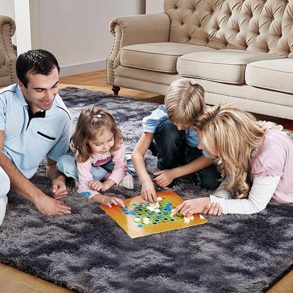 8x10 Feet Area Rugs for Living Room, Shag Fluffy Bedroom Carpet, Soft Rugs for Nursery, Furry Rugs for Girls Boys Kids Room, Extra Large Fuzzy Rug, Tie-Dyed Dark Gray