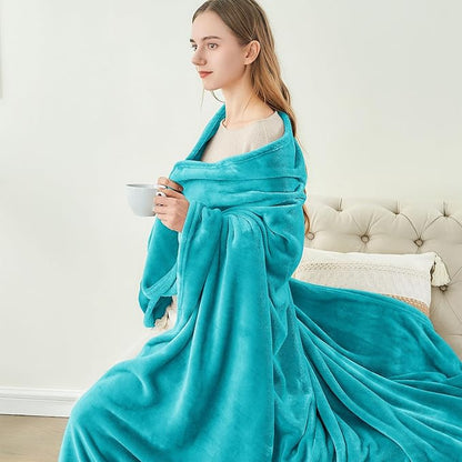BEDELITE Fleece Blankets Queen Size Teal Throw Blankets for Bed, Luxury Plush Cozy Fuzzy Blanket 90x90 inches, Super Soft Warm Lightweight Throw Blanket All Seasons Suitable