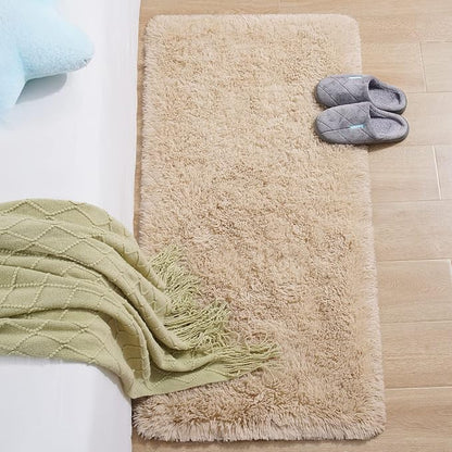 Chicrug Soft Runner Rug for Bedroom Living Room Plush Fluffy Rug 2x4 Feet, Shag Furry Runner Rug Carpet Non Shedding for Nursery Children Kids Girls Room Home Decorative, Camel