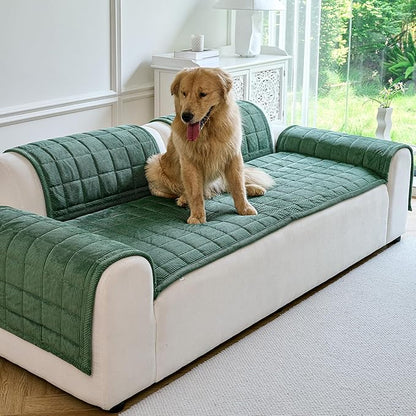 Couch Covers for Dogs Washable, Non Slip Couch Covers for Loveseat Sofa Pet Friendly, Soft Fuzzy Sofa Covers for Pet, Dog Couch Cover Furniture Protector(1PC,Green,27.6"x94.5")