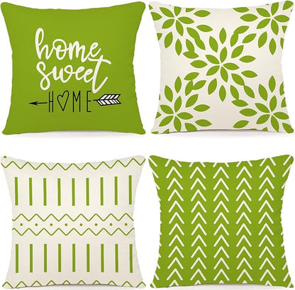 YCOLL Pillow Covers 18x18 Set of 4, Modern Sofa Throw Pillow Cover, Decorative Outdoor Linen Fabric Pillow Case for Couch Bed Car, Sage Green