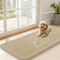 OLANLY Dog Door Mat for Muddy Paws 47x20, Paw Print Design, Absorbs Moisture and Dirt, Absorbent Non-Slip Washable Doormat, Quick Dry Chenille Mud Mat for Dogs, Entry Indoor Entryway Carpet, Beige