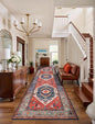 SERISSA Runner Rug for Hallways, 3x8 Washable Non Slip Kitchen Runner Rug, Long Boho Rug Vintage Rust Hallway Stair Ultra Soft Print Floor Carpet for Bedroom Bathroom Laundry Room