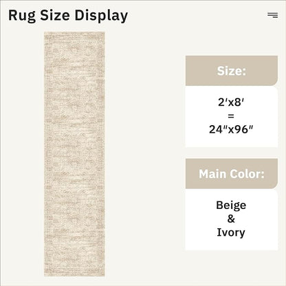 Runner Rug 2'x8' Washable Non-Slip Runner Rugs for Kitchen Bathroom Laundry Room Beige Vintage Floor Carpet Runners for Hallway Entryway