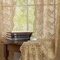 YJ YANJUN Vintage Lace Curtains 2 Panels Farmhouse Short Tan Sheer Curtains for Kitchen Bathroom Rustic Scalloped Half Drapes 45 inch Length Light Filtering W52 X L45,Taupe/Khaki