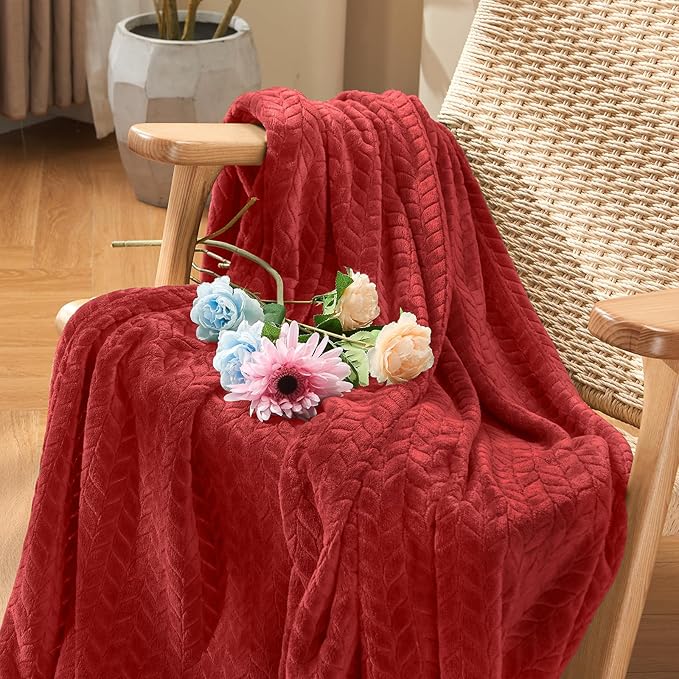inhand Ruby Red Fleece Throw Blanket for Couch, Super Soft Flannel Blanket, Lightweight Fuzzy Blankets Sofa Bed Office, Washable Cozy Plush Fleece Blankets&Throw for All Season(50x60 Inches)