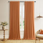 Guken Orange 100% Blackout Linen Curtains 102 Inch Length 2 Panels Set for Living Room Bedroom Back Tab Thermal Insulated 100% Black Out Drapes Room Darkening Farmhouse Window Curtains, 52x102
