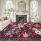 Area Rugs 9x12 Living Room Washable Rug Non Slip Floral Low Pile Large Rug for Living Room, Bedroom, Farmhouse, Dining Room, Kids Playroom(Purple Lawn, 9 x 12)
