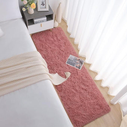 Chicrug Soft Runner Rug for Bedroom Living Room Plush Fluffy Rug 2x6 Feet, Shag Furry Runner Rug Carpet Non Shedding for Nursery Children Kids Girls Room Home Decorative, Blush
