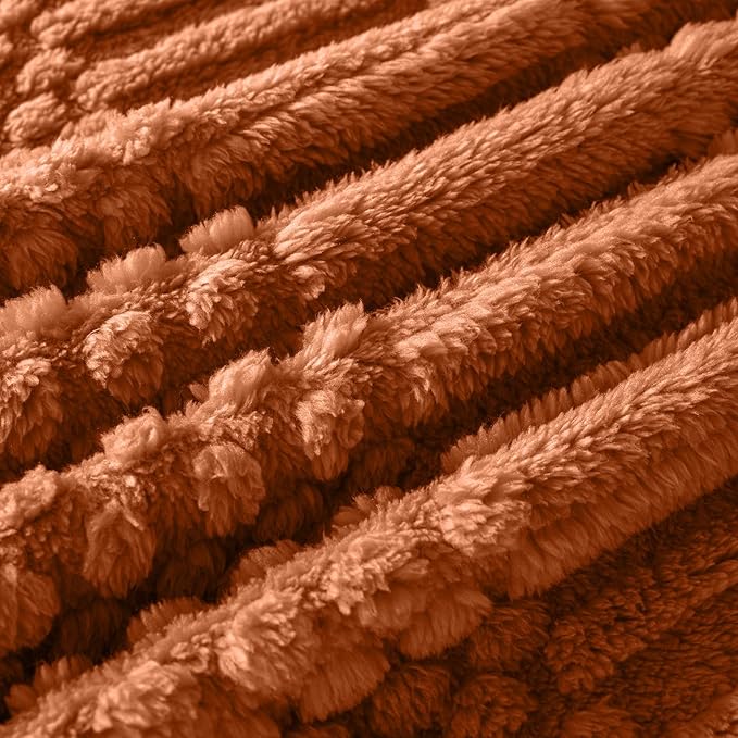 90x90 Inch Rust Queen Bed Blanket - Soft & Fluffy Fleece, Cute & Aesthetic, Perfect for Sofa, Couch, Bed, Living Room & Bedroom, All-Season Use, Plush & Cozy Decorative Blanket