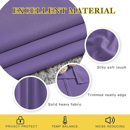 NICETOWN Room Darkening Curtains for Doorway 78" L Lilac Purple, Grommet Light Blocking Window Treatments Blackout Privacy Drapes for Living Room/Kids Room, 2 Panels, W52 x L78