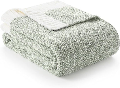 Snuggle Sac Sage Green Throw Blanket 50"x70", Super Soft Warm Microfiber Blankets Cozy Knit Fuzzy Lightweight Oversized Throws for Couch, Sofa, Bed, Camping, Picnic (Sage Green, 50x70 inches