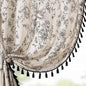 jinchan Linen Curtains Floral Curtains Living Room 96 Inch Long Printed Curtains Tassels Rod Pocket Back Tab Farmhouse Rustic Peony Flower Patterned Drapes Bedroom Window Curtain Set 2 Panels Black
