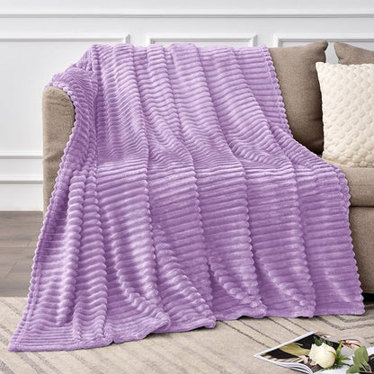 BEDELITE Throw Blanket for Couch, 3D Ribbed Jacquard Soft and Cozy Fleece Throw Blanket for Sofa and Chair, Fluffy Plush Lightweight Blankets for Bed, for Women, 50x60 inches