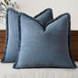 MIULEE Decorative Throw Pillow Covers Neutral Linen Fringe Throw Pillows Set of 2 Blue Ashes Boho Farmhouse Cushion Covers with Tassels for Couch Sofa Bed Spring Home Decor 26x26 Inch