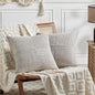 Fancy Homi 2 Packs Neutral Grey Samll Decorative Throw Pillow Covers 14x14 Inch with for Couch Bed Sofa, Rustic Farmhouse Boho Home Decor, Soft Corss Patchwork Corduroy Square Cushion Case 35x35 cm