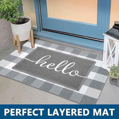 EARTHALL Funny Hello Mats Outdoor, Front Door Mat for Outside Entry, Doormat Outdor/Indoor Entrance, Front Door Rugs for Entryway Inside, Outside Mats for Home Entrance, Front Porch Decor 20"x32"