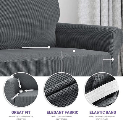 ZNSAYOTX Stretch Oversized Couch Cover Universal Sofa Covers for Living Room Dogs Pet Furniture Protector Spandex Extra Large Sofa Slipcovers with Anti Slip Foam Sticks (Dark Grey, XL Sofa)
