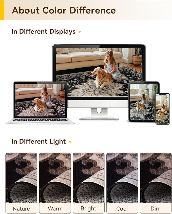 RELEANY Area Rugs 2'x3' Kitchen Rugs Entry Rug Small Rugs for Entryway Kitchen Bathroom Door Mat Indoor Entrance,Washable Non Slip, Black Brown Neutral Dark Tan