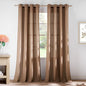 NICETOWN Linen Gold Brown Curtains for Living Room, Rustic Grommet Semi Sheer Linen Blend Privacy Assured with Light Filtering for Living Room/Bedroom, W55 x L96, 2 Panels