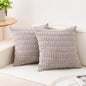 Pack of 2 Corduroy Decorative Throw Pillow Covers 18x18 Inch Soft Striped Pillow Covers Modern Farmhouse Home Decor for Sofa Living Room Couch Bed（Silver Gray）