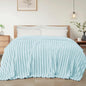 Exclusivo Mezcla Twin Size Flannel Fleece Blanket, Super Soft Striped Jacquard Bed Blanket, Lightweight Fuzzy Cozy for All Seasons, 60x80 Inches, Light Blue