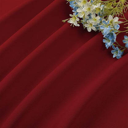 CUCRAF Red Blackout Curtains 63 inch Length 2 Panels Set, Rod Pocket Room Darkening Drapes for Bedroom Living Room, Insulated Thermal Light Blocking Window Curtain (W52 x L63 Inch)