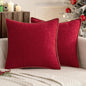 MIULEE Pack of 2 Christmas Pillow Covers 24x24 Inch Red Farmhouse Decorative Throw Pillow Covers with Stitched Edge Soft Chenille Solid Dyed Couch Pillow Covers for Sofa Bed Living Room