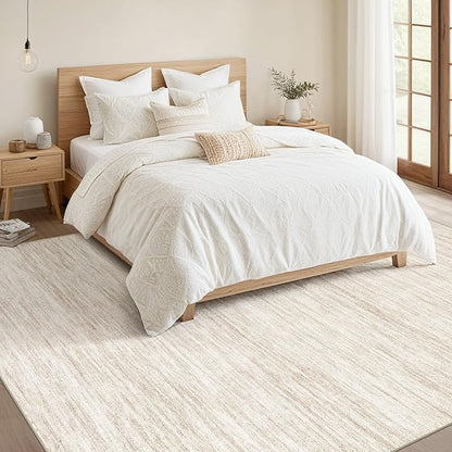 Nakagishi 5X7 Area Rugs Living Room: Washable Large Vintage Rug Neutral Non-Slip Soft Stain Resistant Indoor Carpet for Bedroom Nursery Dining Room Office Playroom - Beige-01