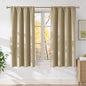 NICETOWN Oatmeal Faux Linen Room Darkening Rod Pocket Curtains 63 inch Length, W42 x L63, Light Blocking Thermal Insulated Noise Reducing Drapes for Bedroom Living Room Farmhouse Decor, 2 Panels