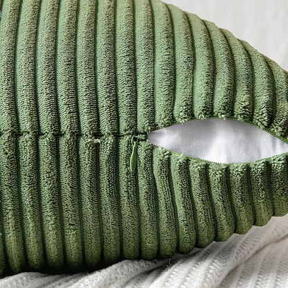 MIULEE Moss Green Decorative Throw Pillow Covers 18x18 Inch for Couch Bed Sofa Spring Decor Pack of 2 Boho Farmhouse Throw Pillows Soft Cross Corduroy Patchwork Textured Cushion Cases