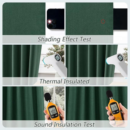 Guken 100% Blackout Curtains 120 Inch Length 2 Panels Set for Living Room Bedroom Back Tab Thermal Insulated Black Out Linen Drapes Room Darkening Window Curtains 52 Inches Width