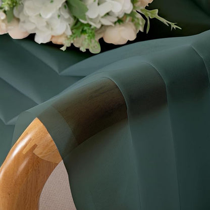 Chyhomenyc Sheer Hunter Green Kitchen Tier Curtains 24 Inch Length Set, Small Window Curtains Treatment for Bathroom/Living Room/Cafe/Basement, Short Voile Curtain Tiers 42in x 24in, Rod Pocket, 2 PCS