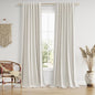 Guken 112 Inch Long Boho 100% Black Out Curtain 2 Panels Set, Linen Blackout Curtains Sound Proof Heat Blocking Thermal Insulated Window for Bedroom Back Tab Rod Pocket, 52x112