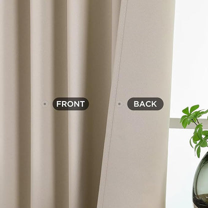 Joydeco Blackout Curtains 84 Inch Length 2 Panels Set, Thermal Insulated Long Curtains& Drapes 2 Burg, Room Darkening Drapes for Bedroom Living Room (Light Beige, W37 x L84 Inch)