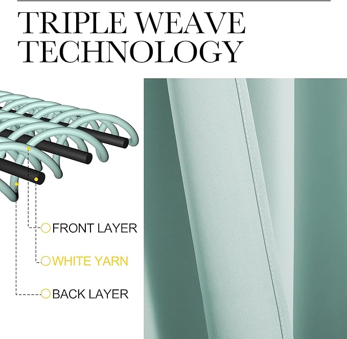 NICETOWN Blackout Curtains for Bedroom, Blackout Curtain Panels, Aqua Blue, 1 Pair, 42 by 45-inch, Window Treatment Energy Saving Thermal Insulated Solid Rod Pocket Blackout Drapes/Draperies