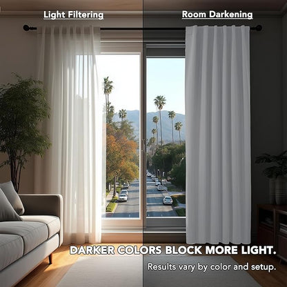 Deconovo Room Darkening Curtains, Thermal Insulated Noise-Reducing Window Panels for Bedroom, Living Room and Home Office, 2 Panels, Pure White, 42W x 45L Inch