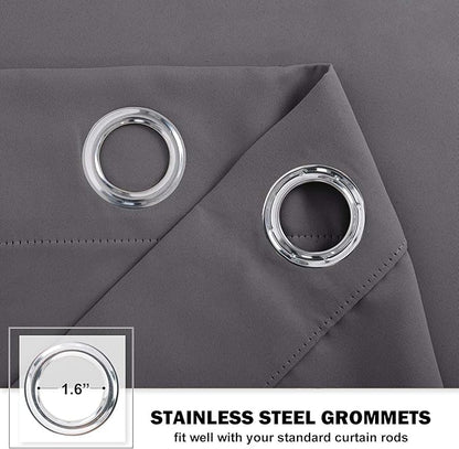 NICETOWN Kitchen Curtains Blackout Drapes - Thermal Insulated Blackout Grommet Curtains Drapes Window Treatment Home Decor for Basement/Dorm (42W by 36L + 1.2 inches Header, Grey, 1 Pair)