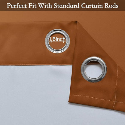 SimpleHome Ombre Room Darkening Curtains for Bedroom, Gradient Burnt Orange to Grey White Light Blocking Thermal Insulated Grommet Window Curtain/Drapes for Living Room,2 Panels, 52x84 inches Length