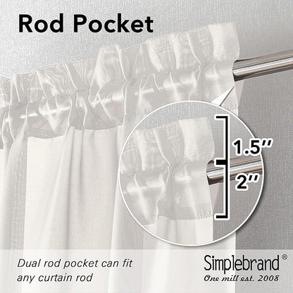 Simplebrand Ivory Sheer Curtains 90 Inches Long, Light Filtering Rod Pocket Solid Color Window Sheer Curtain Panels, Elegant Curtains & Drapes for Living Room, Bedroom 2 Panels (Ivory, 42" W x 90" L)
