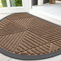 Smiry Half Circle Front Door Mat Outside Entrance, Heavy Duty Sturdy Natural Rubber Doormat, Trap Dirt and Moisture, Low Profile Mats for Indoor Outdoor Entry, Irregular Triangle (47x32, Brown)