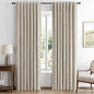 MIULEE 100% Blackout Linen Curtains for Bedroom, Stone Solid Luxury Decor Thermal Insulation Room Darkening Drapes for Living Room Nursery Back Tab Rod Pocket 42 x 90 Inches, 2 Panels