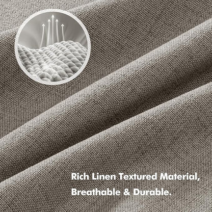 MIULEE 100% Blackout Linen Curtains for Bedroom,Greige Solid Luxury Decor Thermal Insulation Room Darkening Drapes for Living Room Nursery Back Tab Rod Pocket 42 x 96 Inches, 2 Panels