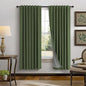 Pitalk Olive Green Blackout Curtains 63 Inch Length 2 Panel for Boys Bedroom Kids Nursery Decorative Linen Room Darkening Grass Forest Green Curtains Sound Draft Cold Heat Light Blocking Retro Vintage