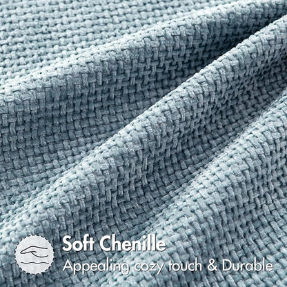 MIULEE Pack of 2 Couch Throw Pillow Covers 18x18 Inch Coastal Light Blue Modern Boho Accent Decorative Pillow Covers Soft Chenille Farmhouse Cushion Covers for Home Decor Bed Sofa Living Room