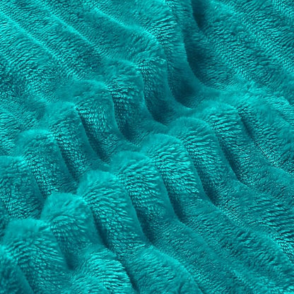 BEDELITE Fleece Blanket Queen Size – 3D Ribbed Jacquard Soft and Warm Decorative Fuzzy Blankets – Cozy, Fluffy, Plush Lightweight Throw Blankets for Couch, Bed, Sofa(Blue, 90x90 inches)